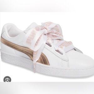 Puma leather basket heart rose gold sneak metallic